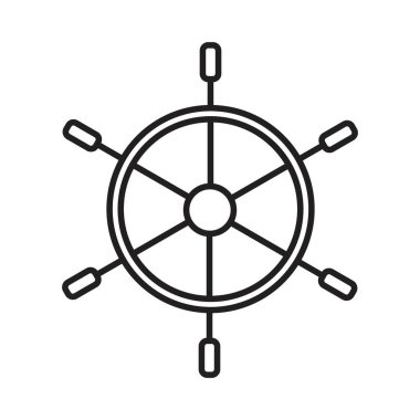 Siyah beyaz taslak koleksiyon işaretinde gemi tekeri simgesi Siyah çizgi sanat vektörü