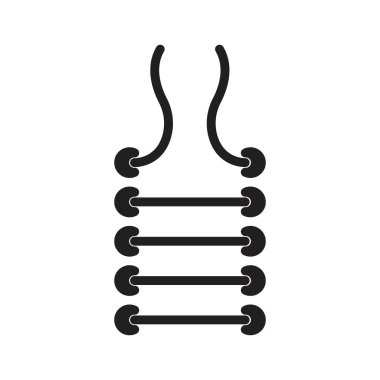 Siyah beyaz taslak koleksiyon işaretinde ayakkabı danteli simgesi Siyah çizgi sanat vektörü