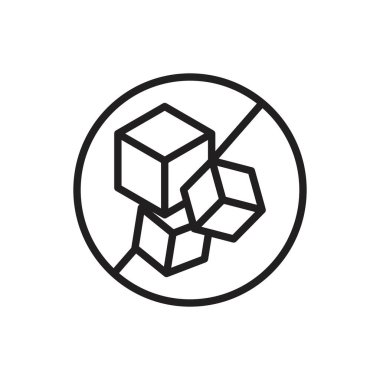 Şekersiz simge siyah çizgi sanat vektörü siyah beyaz ana hat koleksiyon işareti