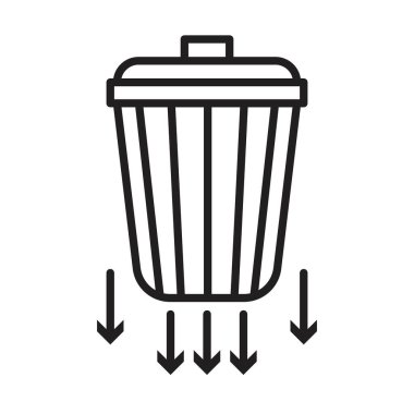 Atık azaltma simgesi Siyah çizgi sanat vektörü siyah ve beyaz ana hatlar koleksiyon işareti