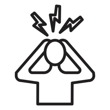 Siyah-beyaz taslak koleksiyon işaretinde kaygı ya da stres simgesi Siyah çizgi sanat vektörü