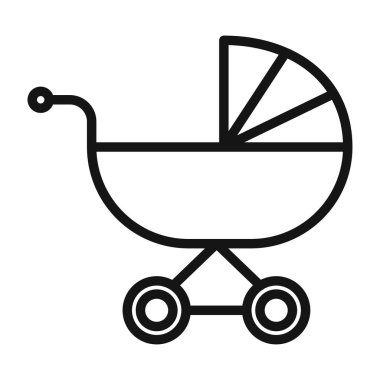 Bebek arabası simgesi Siyah çizgi sanat vektörü siyah beyaz ana hat koleksiyon işareti