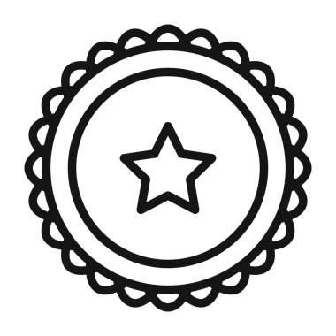 Rozet simgesi Siyah çizgi sanat vektörü siyah beyaz taslak koleksiyon işareti