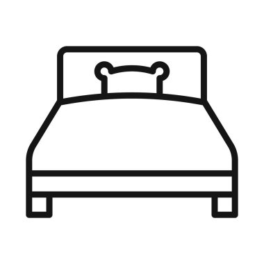 Yatak simgesi Siyah çizgi sanat vektörü siyah ve beyaz ana hat koleksiyon işareti