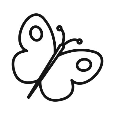 Kelebek simgesi Siyah çizgi sanat vektörü siyah beyaz ana hat koleksiyon işareti