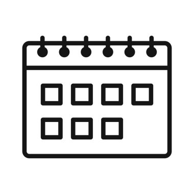 Takvim simgesi Siyah çizgi sanat vektörü siyah ve beyaz ana hat koleksiyon işareti ile