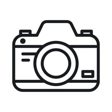 Kamera simgesi Siyah çizgi sanat vektörü siyah ve beyaz ana hat koleksiyon işareti