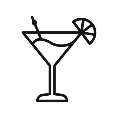 Kokteyl simgesi Siyah çizgi sanat vektörü siyah ve beyaz ana hat koleksiyon işareti