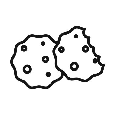 Kurabiye simgesi Siyah çizgi sanat vektörü siyah beyaz ana hat koleksiyon işareti