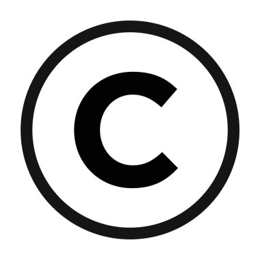 Siyah çizgi sanat vektörünün siyah ve beyaz ana hatları koleksiyon işaretinde telif hakkı simgesi