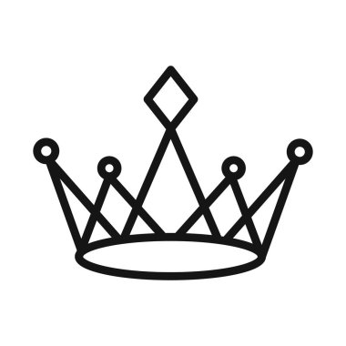 Crown simgesi Siyah çizgi sanat vektörü siyah beyaz ana hat koleksiyon işareti