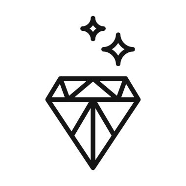 Elmas simgesi Siyah çizgi sanat vektörü siyah beyaz ana hat koleksiyon işareti