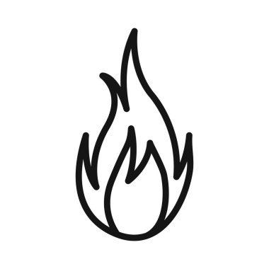 Siyah beyaz taslak koleksiyon işaretinde alev simgesi Siyah çizgi sanat vektörü