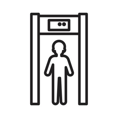 Siyah-beyaz taslak koleksiyon işaretinde metal detektör simgesi Siyah çizgi sanat vektörü