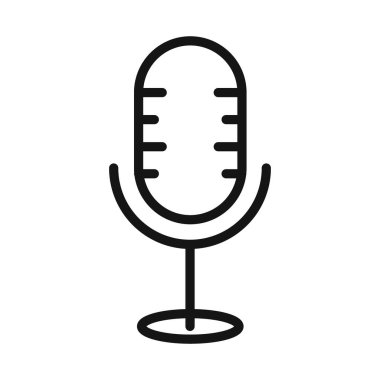 Siyah-beyaz taslak koleksiyon işaretinde mikrofon simgesi Siyah çizgi sanat vektörü