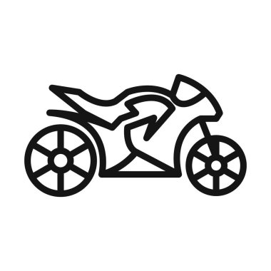 Motosiklet simgesi Siyah çizgi sanat vektörü siyah beyaz ana hat koleksiyon işareti