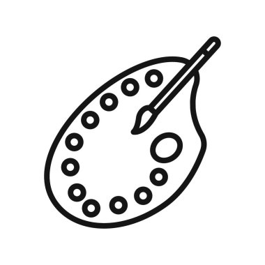 Palet simgesi Siyah çizgi sanat vektörü siyah ve beyaz ana hat koleksiyon işareti