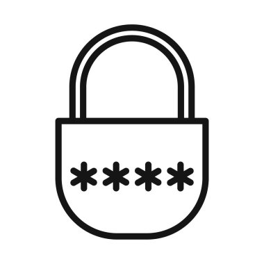 Parola simgesi Siyah çizgi sanat vektörü siyah ve beyaz ana hat koleksiyon işareti