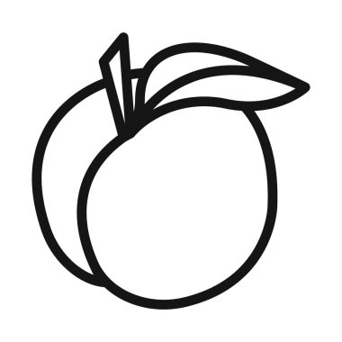 Şeftali simgesi Siyah çizgi sanat vektörü siyah beyaz ana hat koleksiyon işareti