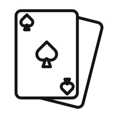 Kart simgesi siyah çizgi sanat vektörü siyah beyaz ana hat koleksiyon işareti ile oynanıyor