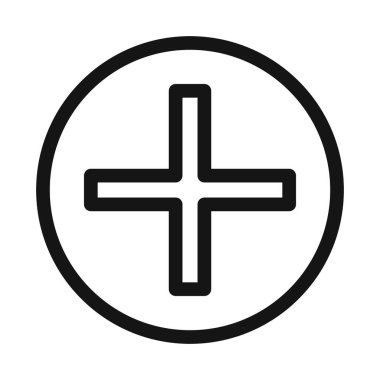 Artı simge Siyah çizgi sanat vektörü siyah ve beyaz ana hat koleksiyon işareti