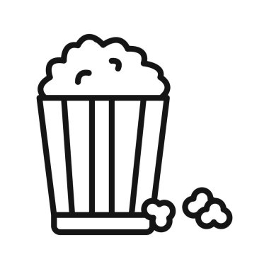 Patlamış mısır simgesi Siyah çizgi sanat vektörü siyah beyaz ana hat koleksiyon işareti