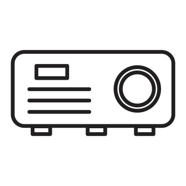 Projektör simgesi Siyah çizgi sanat vektörü siyah ve beyaz ana hat koleksiyon işareti