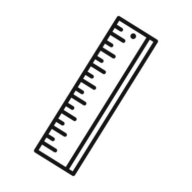 Siyah çizgi sanat vektörünü siyah beyaz taslak koleksiyon işaretinde cetvel simgesi