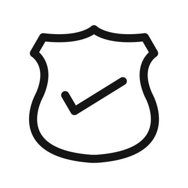 Siyah ve beyaz taslak koleksiyon işareti ile Siyah çizgi resim vektörünü kalkan denetimi simgesi