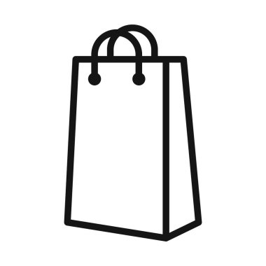 Alışveriş poşeti simgesi Siyah çizgi sanat vektörü siyah beyaz ana hat koleksiyon işareti