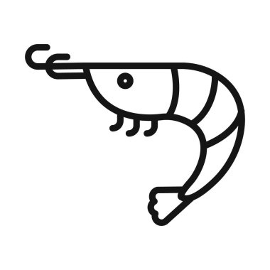 Siyah beyaz taslak koleksiyon işaretinde karides simgesi Siyah çizgi sanat vektörü