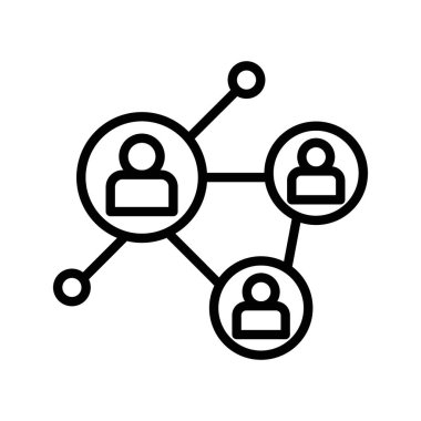 Sosyal ağ simgesi Siyah çizgi sanat vektörü siyah beyaz ana hat koleksiyon işareti