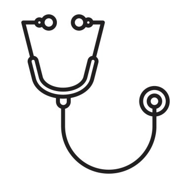 Stetoskop simgesi Siyah çizgi sanat vektörü siyah ve beyaz ana hat koleksiyon işareti