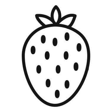 Çilek simgesi Siyah çizgi sanat vektörü siyah beyaz ana hat koleksiyon işareti