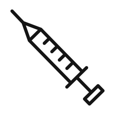 Şırınga simgesi Siyah çizgi sanat vektörü siyah ve beyaz ana hat koleksiyon işareti