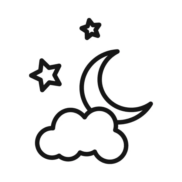 stock vector Cloud moon icon Black line art vector in black and white outline set collection sign