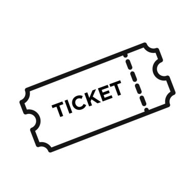 Bilet simgesi Siyah çizgi sanat vektörü siyah beyaz ana hat koleksiyon işareti