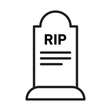 Tombstone simgesi Siyah çizgi sanat vektörü siyah ve beyaz ana hat koleksiyon işareti