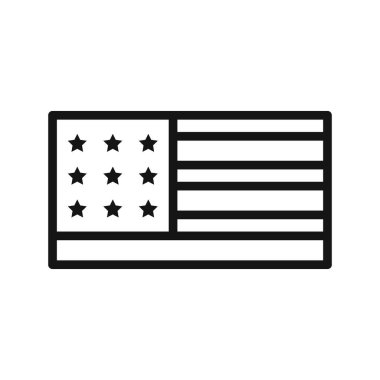 ABD bayrak simgesi Siyah çizgi sanat vektörü siyah beyaz ana hat koleksiyon işareti