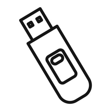 USB pendrive simgesi Siyah çizgi sanat vektörü siyah ve beyaz ana hat koleksiyon işareti