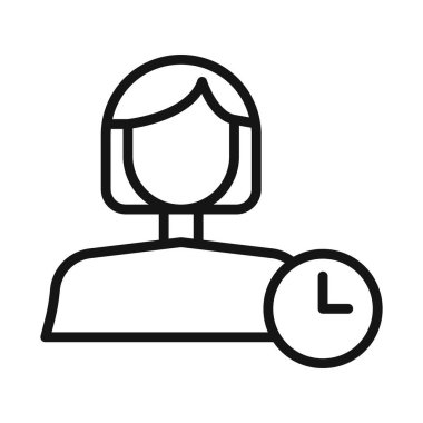 Kullanıcı zaman simgesi Siyah çizgi sanat vektörü siyah ve beyaz ana hatlar koleksiyon işareti