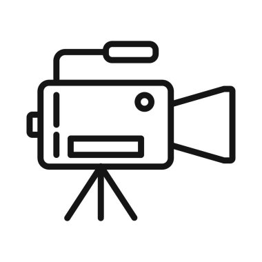 Video kamera simgesi Siyah çizgi sanat vektörü siyah ve beyaz ana hat koleksiyon işareti