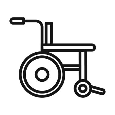 Tekerlekli sandalye simgesi Siyah çizgi sanat vektörü siyah beyaz ana hat koleksiyon işareti