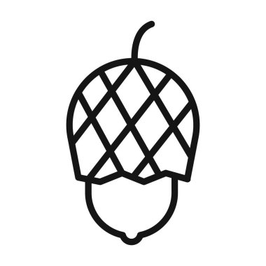 Siyah ve beyaz taslak koleksiyon işaretinde palamut simgesi siyah çizgi sanat vektörü