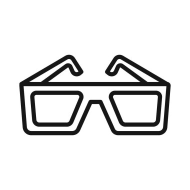 Siyah-beyaz taslak koleksiyon işaretinde 3B gözlük simgesi Siyah çizgi sanat vektörü