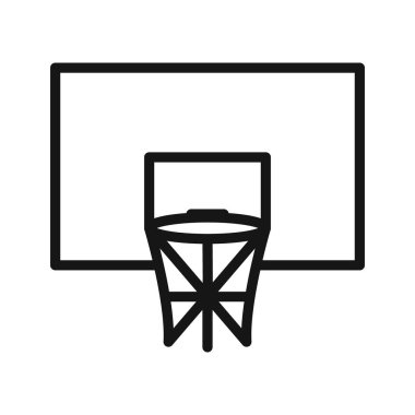 Basketbol Hoop simgesi Siyah çizgi sanat vektörü siyah beyaz ana hat koleksiyon işareti