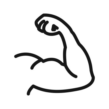 Siyah çizgi resim vektörünü siyah beyaz taslak koleksiyon işareti ile biiceps simgesi