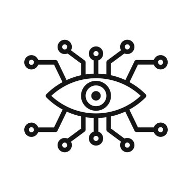 Biyonik göz simgesi Siyah çizgi sanat vektörü siyah beyaz ana hat koleksiyon işareti