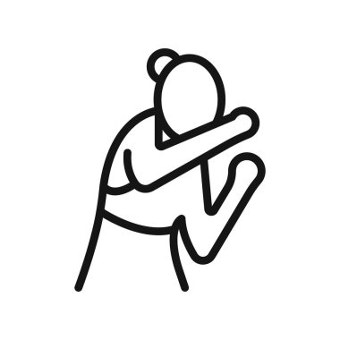 Boxer Kadın Simgesi Siyah çizgi sanat vektörü siyah beyaz ana hat koleksiyon işareti