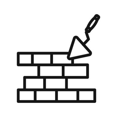 Tuğla işi simgesi Siyah çizgi sanat vektörü siyah ve beyaz ana hat koleksiyon işareti